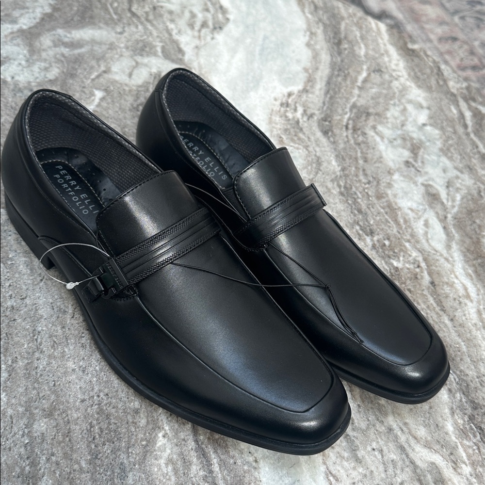 NEW Perry Ellis Portfolio Drexler Black Ultra Foam Dress Shoes Men’s Sz 11.5